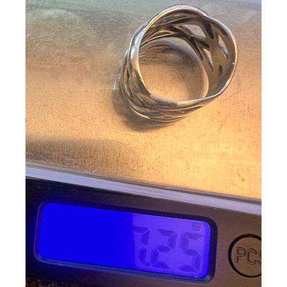 Vtg Unisex Silver 925 Woven Celtic Knot Design Band Ring Size 7.5 Signed 7.25G - Picture 6 of 6